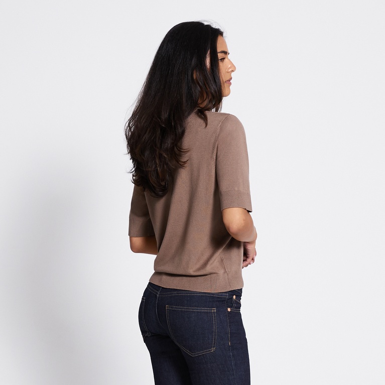 Fine-knit tee "Ada" Dk Beige
